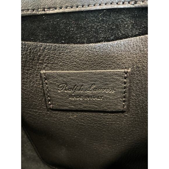 Ralph Lauren Purple Label Studded Two Tone Leather Backpack Black Brown - Picture 7 of 16